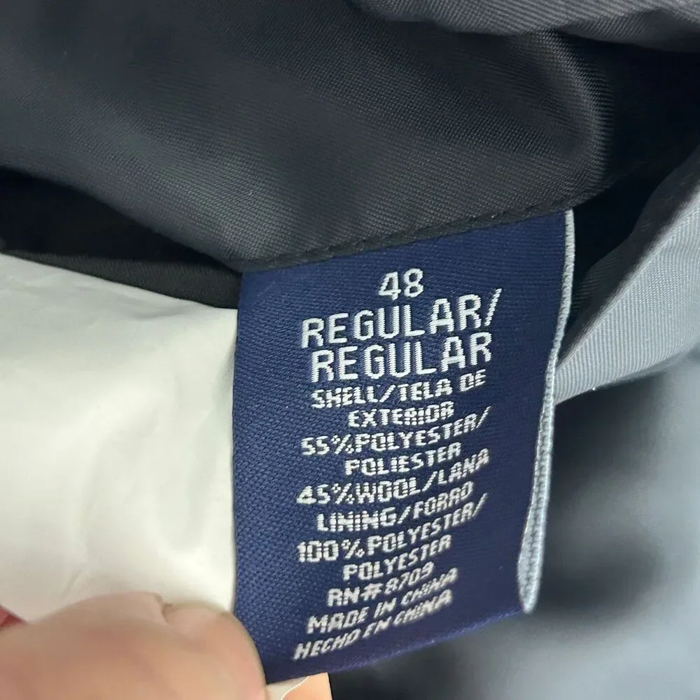 Stafford Essentials Sport Coat Mens 48 Regular Navy Wool Blend Two Button